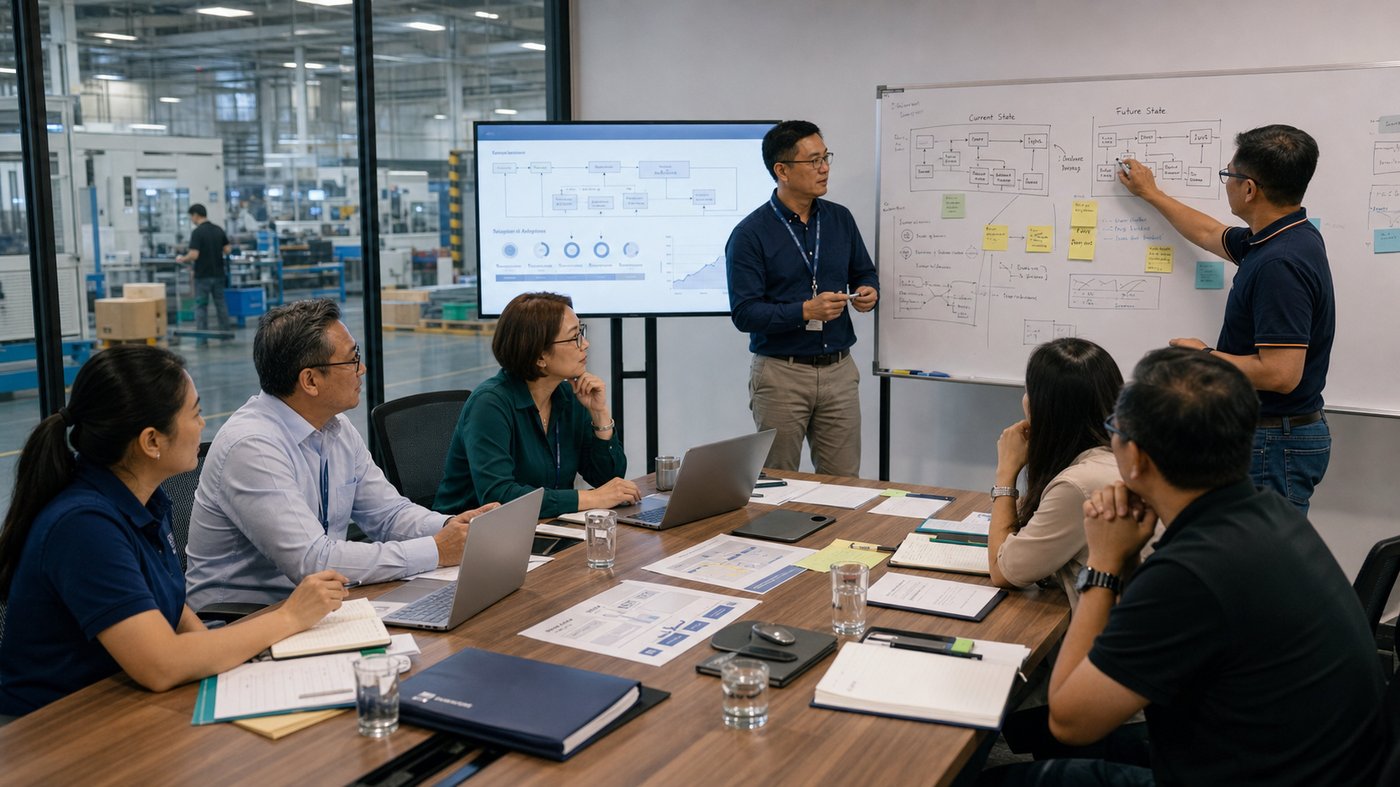 An S9 Tiger Team working session, mapping current-state and future-state workflows